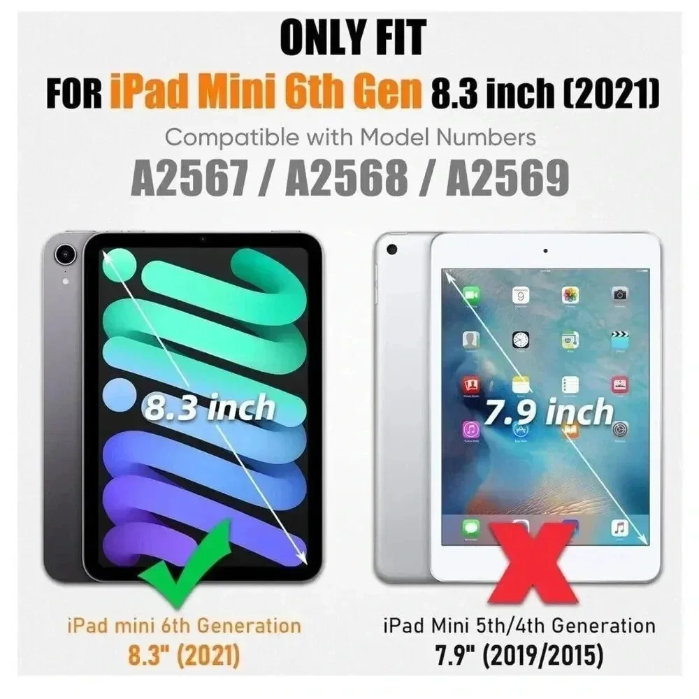 Kickstand Case for iPad Mini‎ 6 8.3'' 2021 Screen Protector Pencil Holder Strap